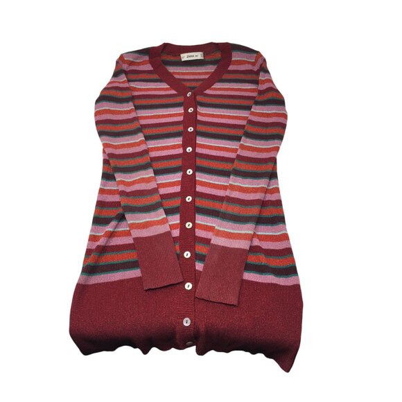 Zara Tops - ZARA KNIT SIZE SMALL WOMENS LONG SLEEVE STRIPED SHIRT/CARDIGAN
